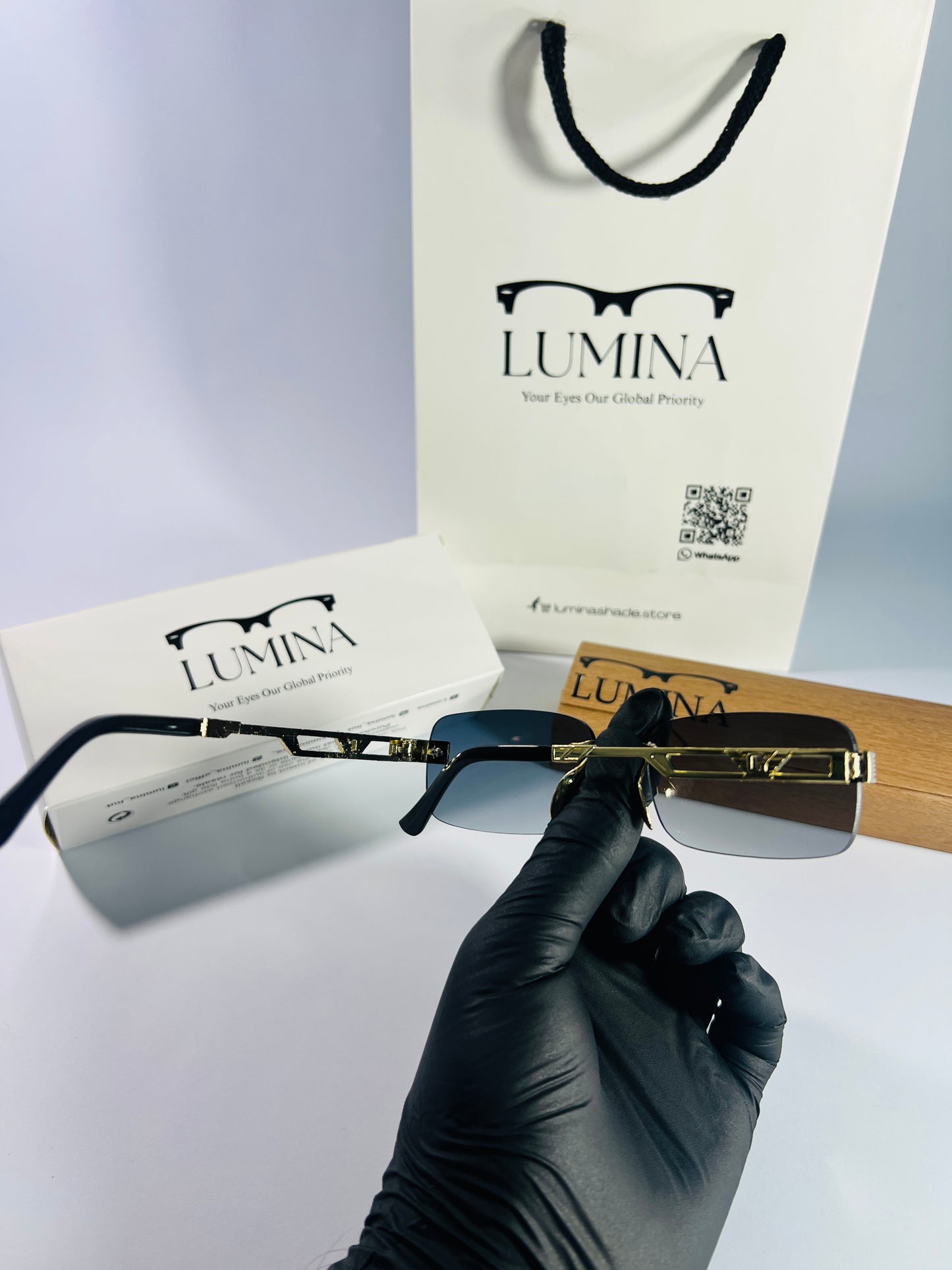 Cartier Gold Frame Black Shade