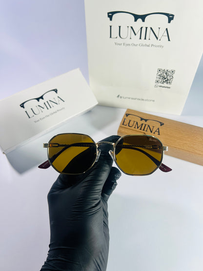 ROUNDED SQUARE SUNGLASSES BROWN SHADE