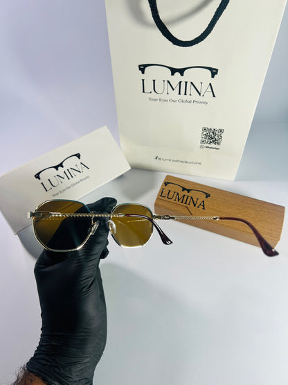 ROUNDED SQUARE SUNGLASSES BROWN SHADE