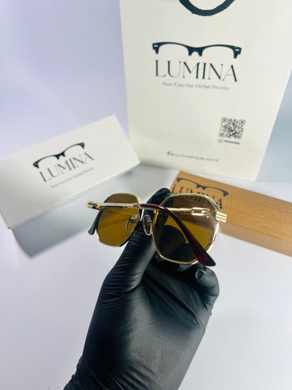 ROUNDED SQUARE SUNGLASSES BROWN SHADE