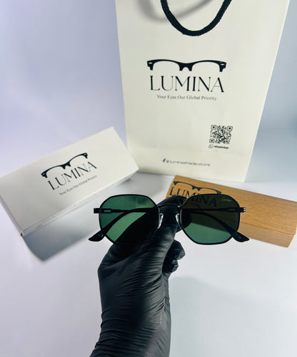 ROUNDED SQUARE SUNGLASSES GREEN SHADE