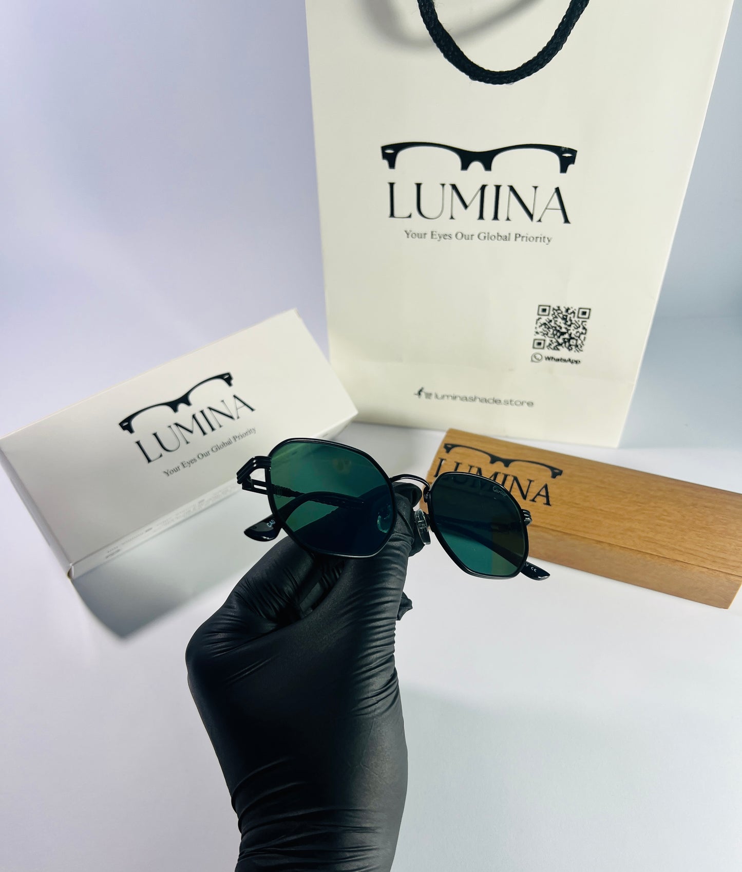 ROUNDED SQUARE SUNGLASSES GREEN SHADE