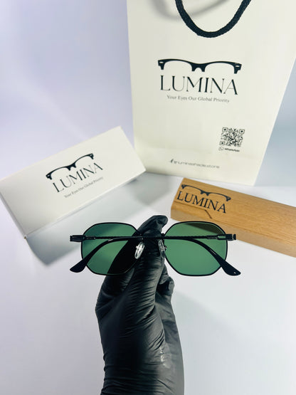 ROUNDED SQUARE SUNGLASSES GREEN SHADE