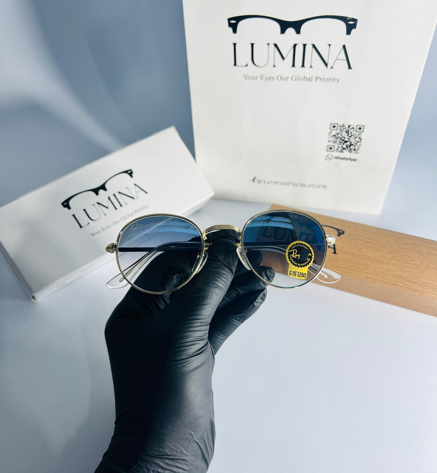 Blue Ray-Ban Round Metal Sunglasses