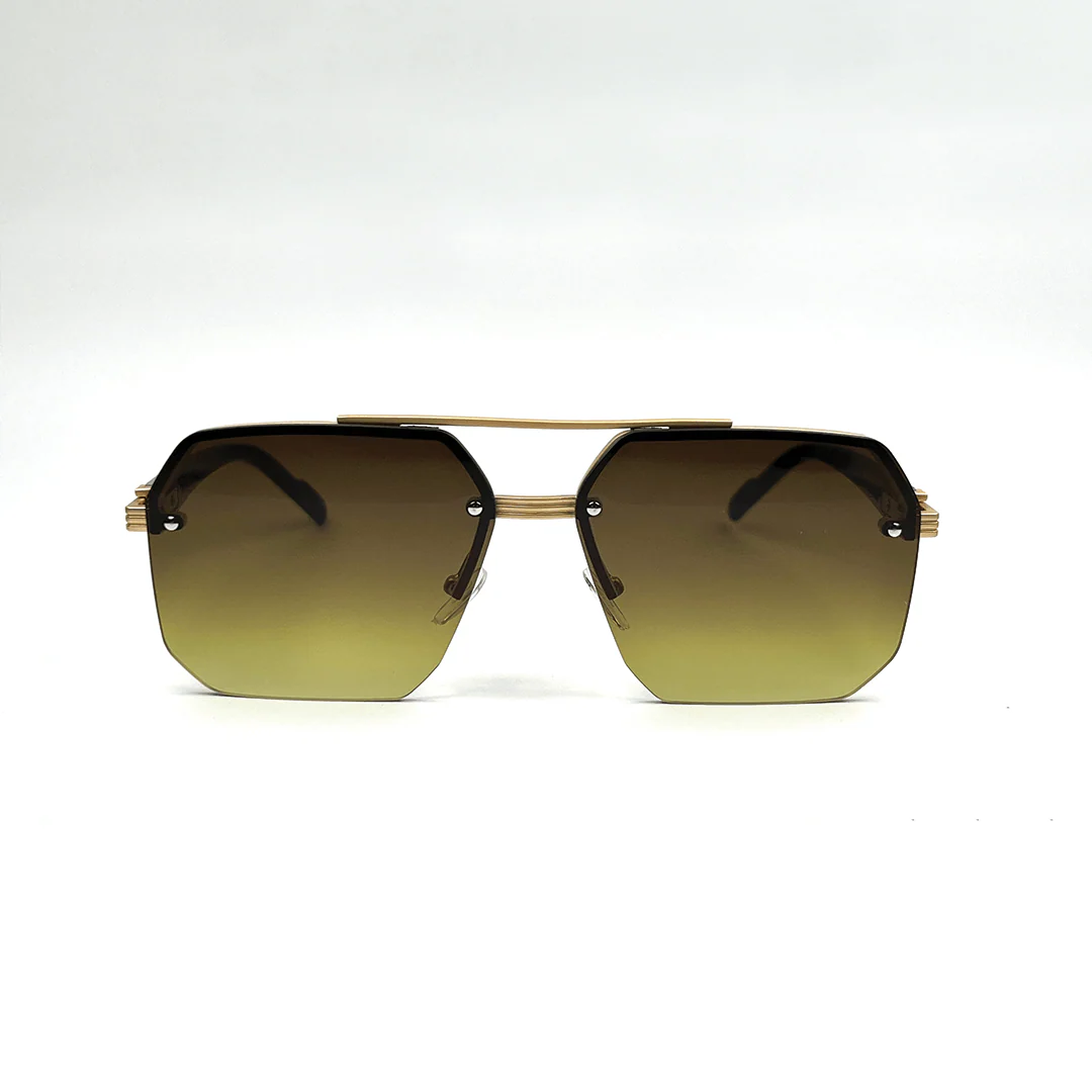 Cartier Octagon Rimless Sunglasses - Gold Frame Brown Lens