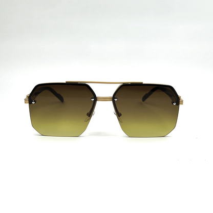 Cartier Octagon Rimless Sunglasses - Gold Frame Brown Lens