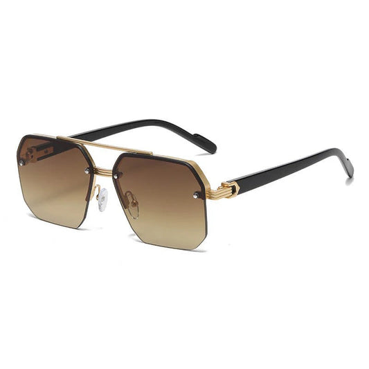 Cartier Octagon Rimless Sunglasses - Gold Frame Brown Lens