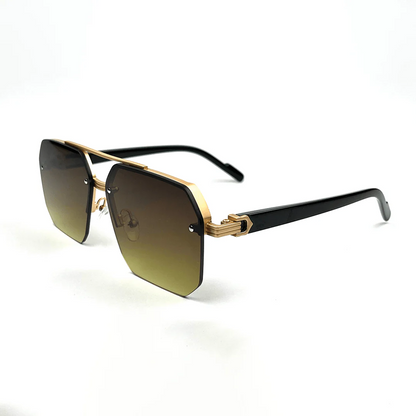 Cartier Octagon Rimless Sunglasses - Gold Frame Brown Lens